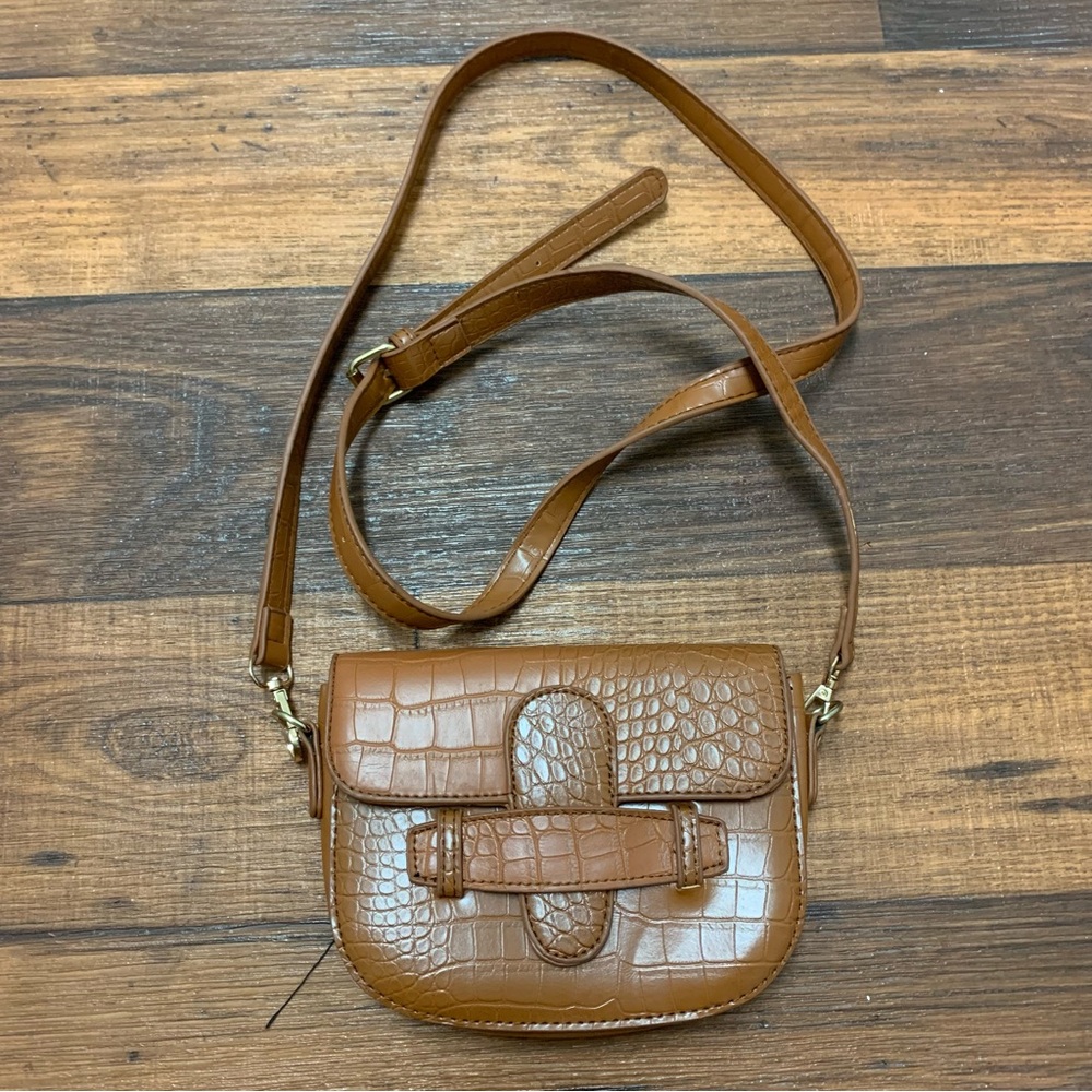 Snakeskin Pattern Brown Bag - Small - Crossbody - Faux Leather